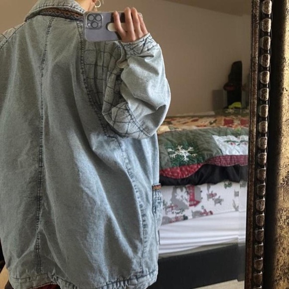 QUILTED ACID DENIM COAT/JACKET - Picture 3 of 4